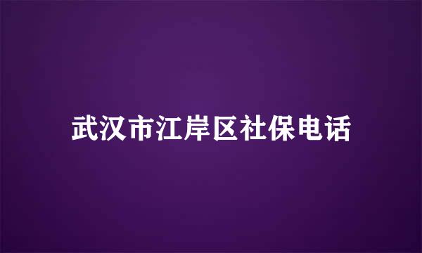 武汉市江岸区社保电话