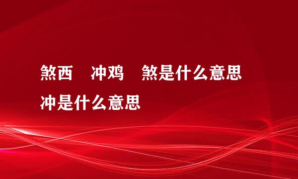 煞西 冲鸡 煞是什么意思 冲是什么意思