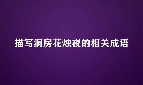 描写洞房花烛夜的相关成语