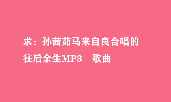求：孙茜茹马来自良合唱的 往后余生MP3 歌曲