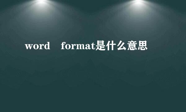 word format是什么意思