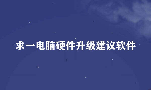 求一电脑硬件升级建议软件