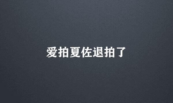 爱拍夏佐退拍了