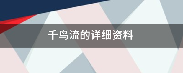 千鸟流的详细资料