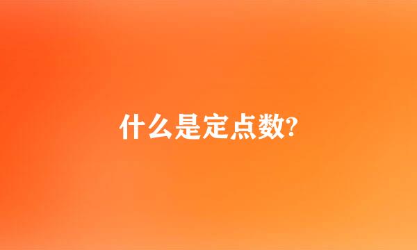 什么是定点数?