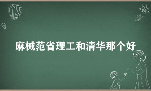 麻械范省理工和清华那个好