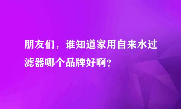 朋友们，谁知道家用自来水过滤器哪个品牌好啊？