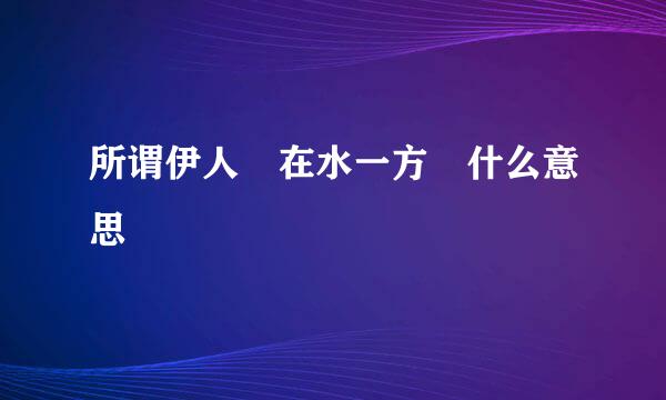 所谓伊人 在水一方 什么意思