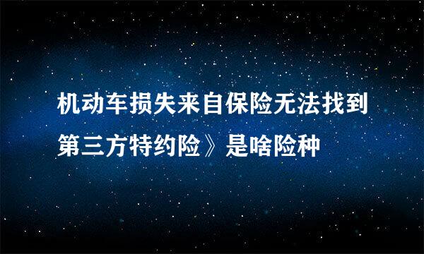 机动车损失来自保险无法找到第三方特约险》是啥险种