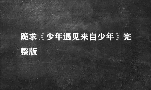 跪求《少年遇见来自少年》完整版
