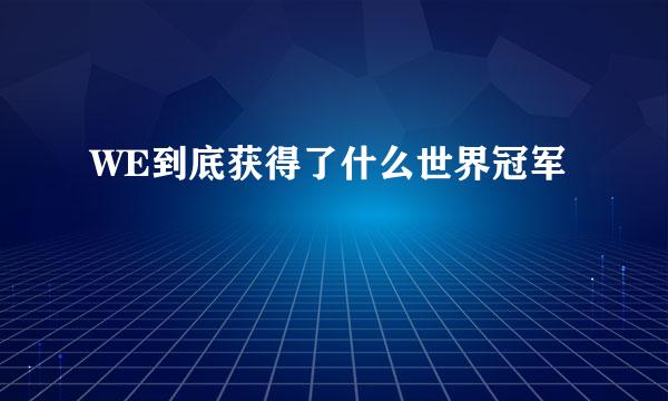 WE到底获得了什么世界冠军