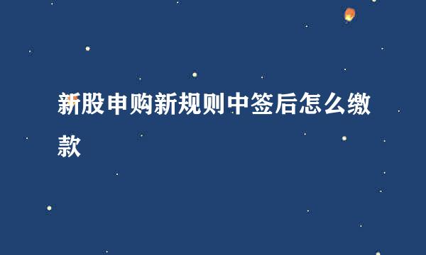 新股申购新规则中签后怎么缴款