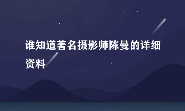 谁知道著名摄影师陈曼的详细资料