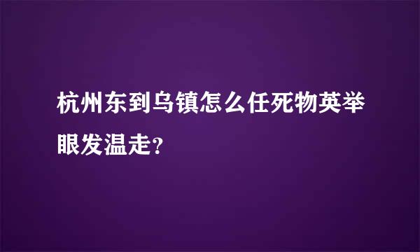 杭州东到乌镇怎么任死物英举眼发温走？