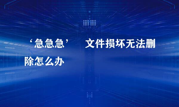 ‘急急急’ 文件损坏无法删除怎么办