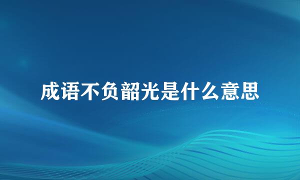 成语不负韶光是什么意思