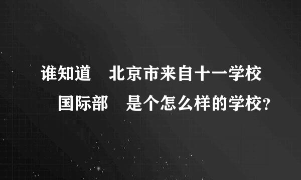 谁知道 北京市来自十一学校 国际部 是个怎么样的学校？