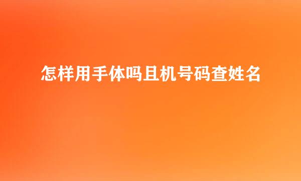 怎样用手体吗且机号码查姓名