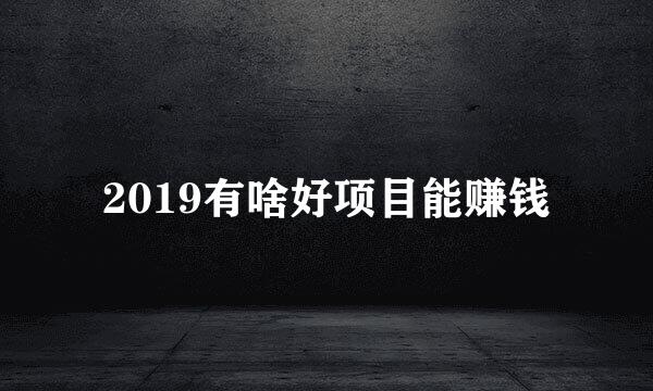 2019有啥好项目能赚钱
