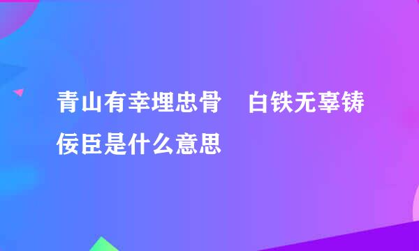 青山有幸埋忠骨 白铁无辜铸佞臣是什么意思