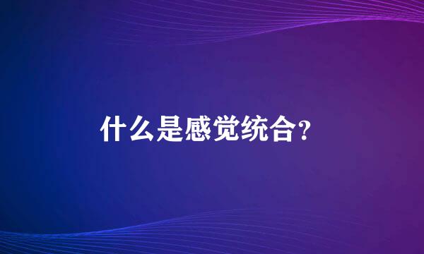 什么是感觉统合？