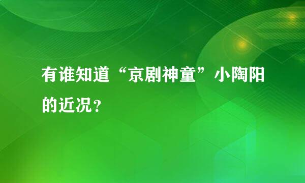 有谁知道“京剧神童”小陶阳的近况？