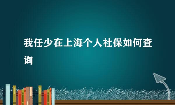 我任少在上海个人社保如何查询