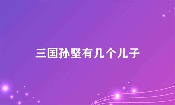 三国孙坚有几个儿子