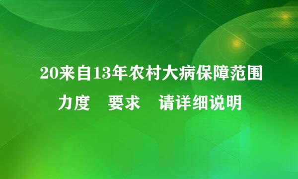 20来自13年农村大病保障范围 力度 要求 请详细说明