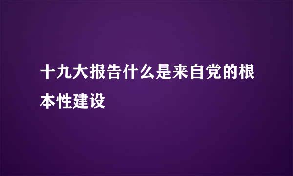 十九大报告什么是来自党的根本性建设