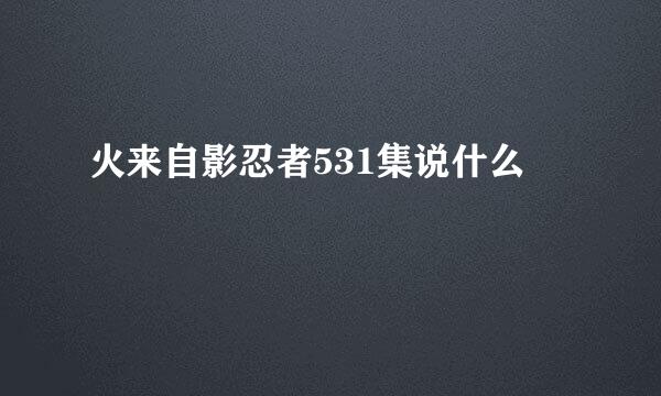 火来自影忍者531集说什么