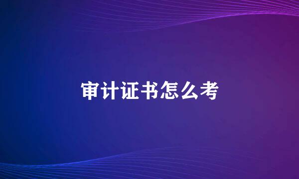 审计证书怎么考