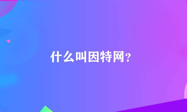 什么叫因特网？