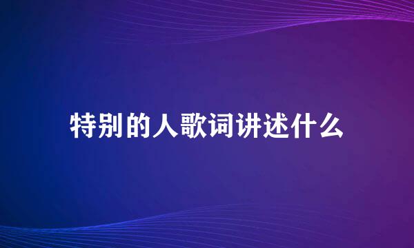 特别的人歌词讲述什么