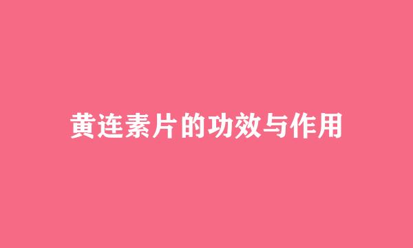 黄连素片的功效与作用