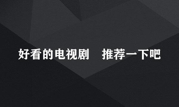 好看的电视剧 推荐一下吧