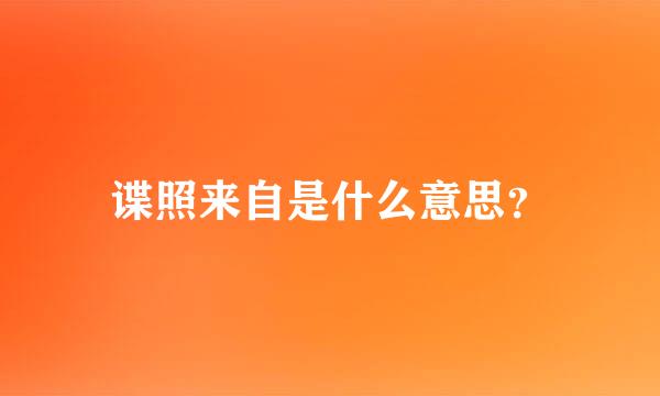 谍照来自是什么意思？