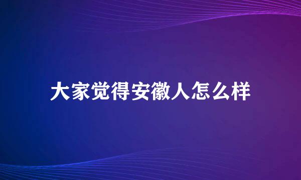 大家觉得安徽人怎么样