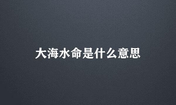 大海水命是什么意思