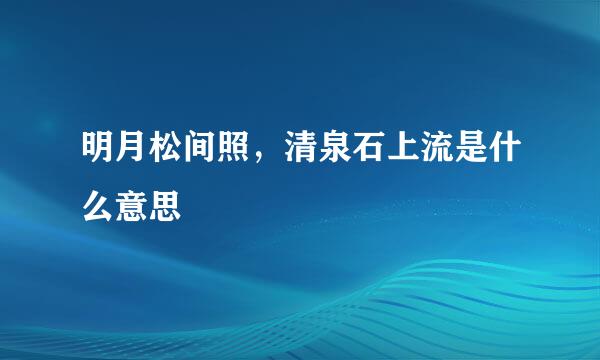 明月松间照，清泉石上流是什么意思