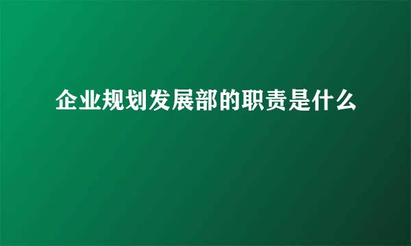 企业规划发展部的职责是什么