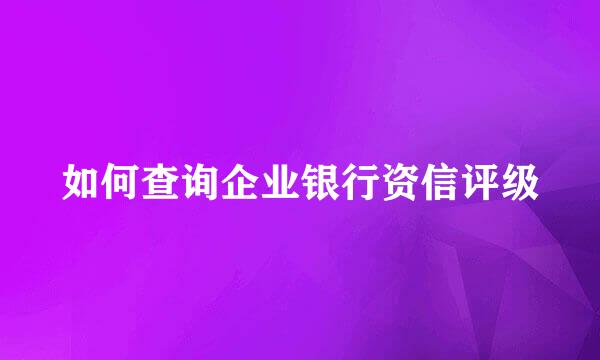 如何查询企业银行资信评级