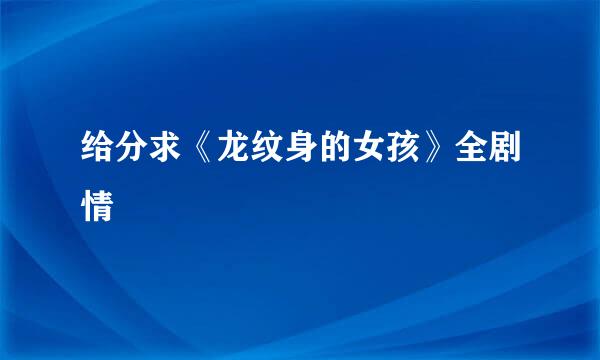 给分求《龙纹身的女孩》全剧情