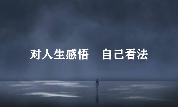 对人生感悟 自己看法