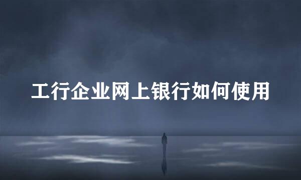 工行企业网上银行如何使用