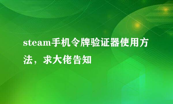 steam手机令牌验证器使用方法，求大佬告知