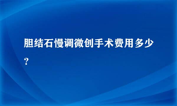 胆结石慢调微创手术费用多少？
