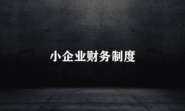 小企业财务制度