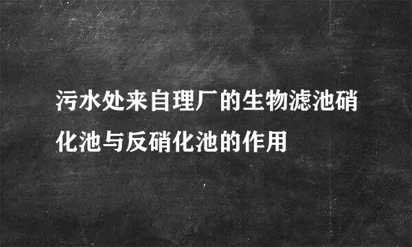 污水处来自理厂的生物滤池硝化池与反硝化池的作用