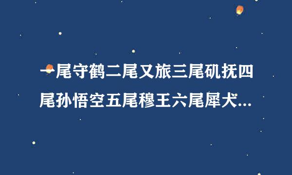 一尾守鹤二尾又旅三尾矶抚四尾孙悟空五尾穆王六尾犀犬七尾重明八尾牛鬼九尾九喇嘛 他们的日文是什么？？？